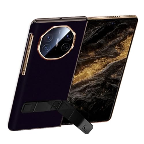 For Huawei Mate XT�p �L�b�N�X�^���h�P�[�X ? ���C��]���X�^���h�t���w�ʃJ�o�[�A���h�~�q���W�ی�A�X�������������U�[���P�[�X,Purple
