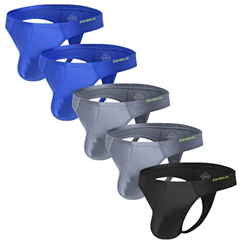 ZONBAILON Men's Thong Underwear Ice Silk Glossy Smooth T-Back G-Strings Bikini Pouch Athletic Pack