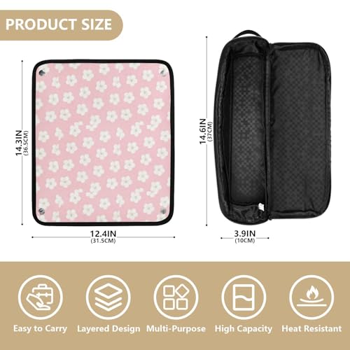 Estuche de Viaje 2-en-1 para Plancha y Rizador con Tapete Resistente al Calor y Organizador Impermeable con Cierre y Asa Portátil miniatura 4