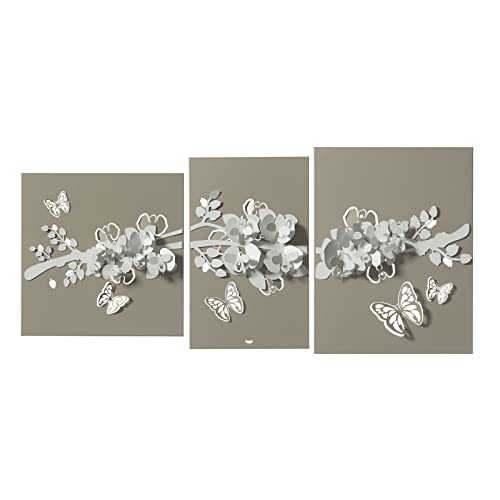 Arti & Mestieri Rama floral - Panel decorativo de diseño 100% fabricado en Italia - de hierro, 120 x 54 cm (arena y blanco mármol) Cover