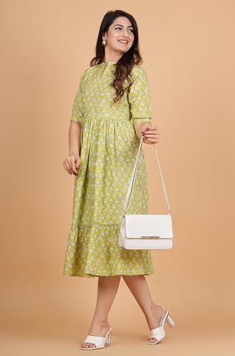 Image of Kuruti B Sheets Women's Cotton Floral Printed Regular Fit Anarkali Kurta for Women