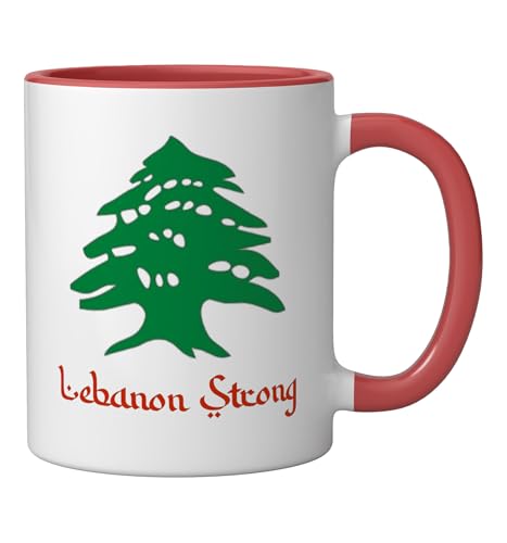 Taza Cerámica 11 oz con Bandera Libanesa Rojo y Blanco miniatura 2