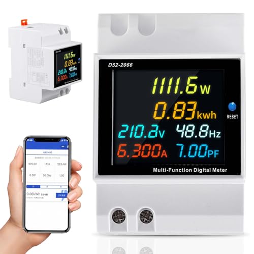 Compteur D'Énergie Monophasé, Compteur Electrique Consommation, Compteur D'Électricité Numérique, AC40-300V,100A 6 En 1 Compteur D'Électricité Monophasés Avec Écran LCD Wattmètre Courant Alternatif