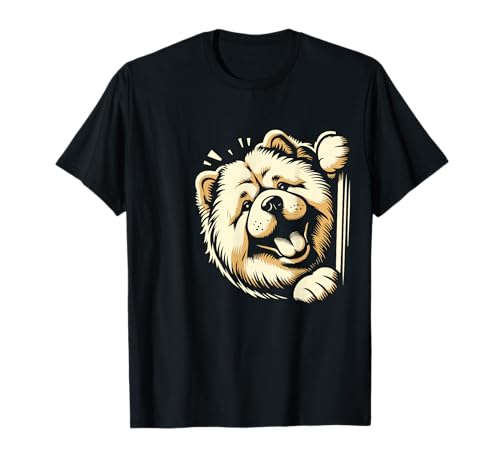 Funny Chow Chow Peeking Dog Graphic Design T-Shirt