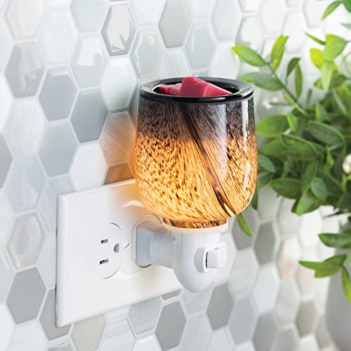 Candle Warmers Etc Pluggable Fragrance Warmer- Decorative Plug-In For Warming Scented Candle Wax Melts And Tarts Or Fragrance Oils, Black Obsidian Hand-Blown Glass With Removable Dish #TOP2