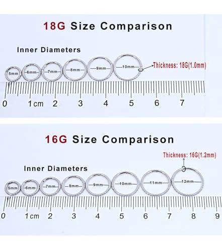 TDEBA 20G 18G 16G Clear CZ Nose Rings Hoop, 316L Surgical Steel Cartilage Earrings Hoop, 5-12mm Daith Helix Rook Tragus Piercing Jewelry, Stainless Steel Earring Silver Conch Piercing Jewelry3