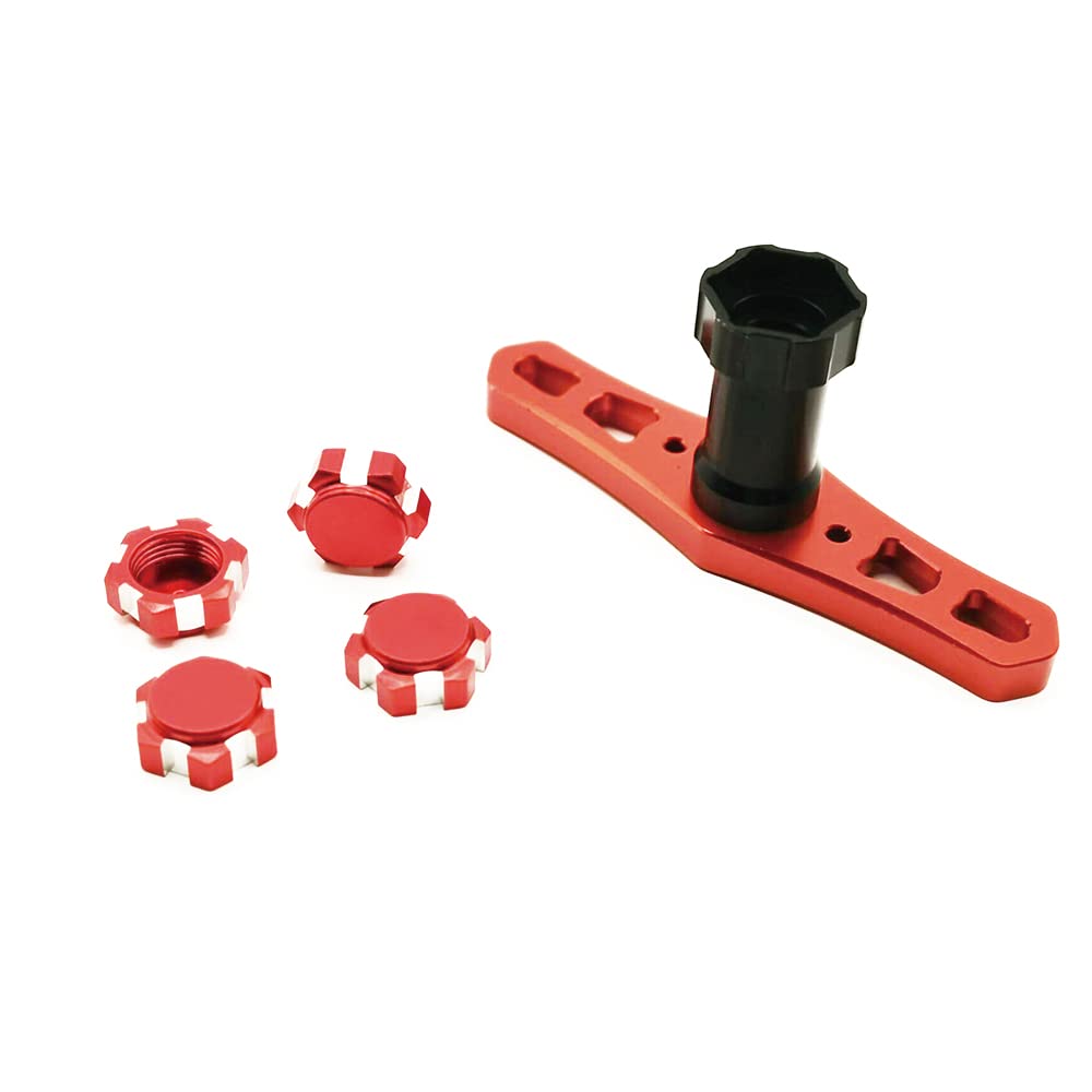 Alloy Wheel Nut 17mm Hex Wheel Nut with Wheel Hex Sleeve Wrench Tool for Arrma 6S Notorious Kraton Outcast Typhon Mojave Talion Infraction Felony Fireteam, Limitless 1/7 Roller Upgrade Parts