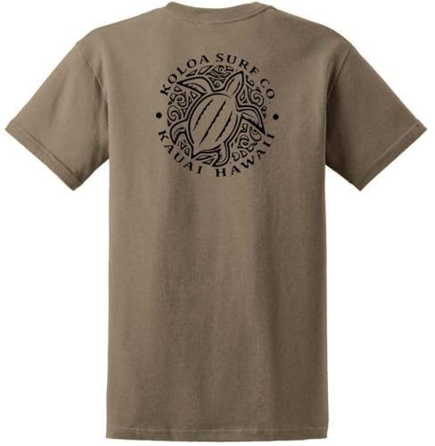 Koloa Surf Hawaiian Honu Turtle Heavyweight Tees-S-Dusty Brown/w