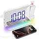Adiwo Projektionswecker, Wecker mit Projektion LED Bildschirm, USB-C-Anschluss, Einstellbare Helligkeit Alarmlautstärke, für Schlafzimmer, Decke, Wand, Haus, Kinder, Senioren
