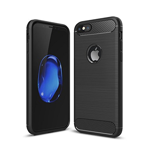 Ranipobo Coque de Protection en Silicone TPU et Fibre de Carbone Ultra Fine iPhone 7 Plus/8 Plus (Noir)