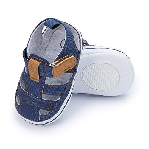 Isbasic Infant Baby Boys Girls Summer Beach Sandals Breathable Athletic Anti-slip Soft Sole Newborn First Walker Crib Shoes(Z1318 navy blue,3)