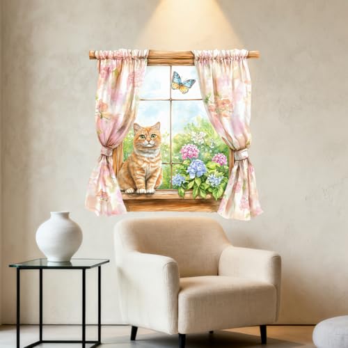 Vinilo Decorativo de Pared Gato Amarillo Impermeable 60x60 cm miniatura 7