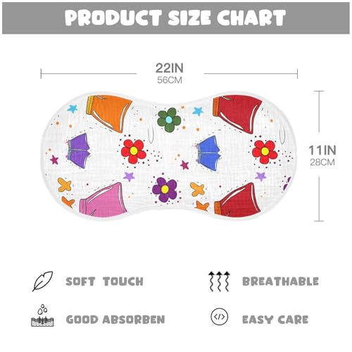 Muslin Burp Cloth for Baby 4PCS Cartoon Floral Summer Shorts Super Absorbent Burping Cloths, Bibs for Newborn Boys Girls4