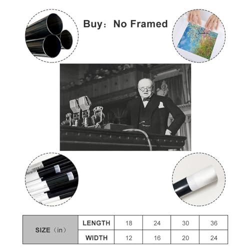 Impression sur toile Winston Churchill grand discours d&eacute;co noir et blanc