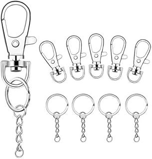 100 Pcs Lanyard Snap Hooks and Key Rings with Chain and Jump Rings for Keychain Lanyard DIY Jewelry Crafts Accessories(50 Pcs Swivel Snap Hooks +50 Pcs Flat Keychain Rings with Jump Rings)