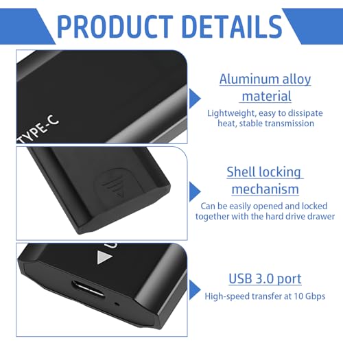 Carcasa SSD M.2 NVMe USB C 3.2 Gen 2 10Gbps, Caja Externa para Disco Duro PCIe m.2 y M+B Key 2230 2242 2260 2280 hasta 4TB, Adaptador M.2 a USB con UASP Trim, No Compatible con SATA - imagen 3