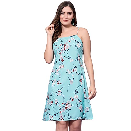 Image of OOMPH! Women A-Line Floral Mini Dress Western, Off Shoulder, Slip On