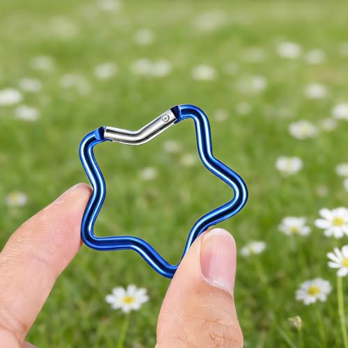 10Pcs Star Shaped Carabiner Keychains, Aluminum Heavy Duty Spring Snap Hook with Key Rings, Outdoor Accessories for Camping, Hiking, Fishing, Fits Keys & Wallet, Key Holder Clip (10 Colors) - Thumbnail 7