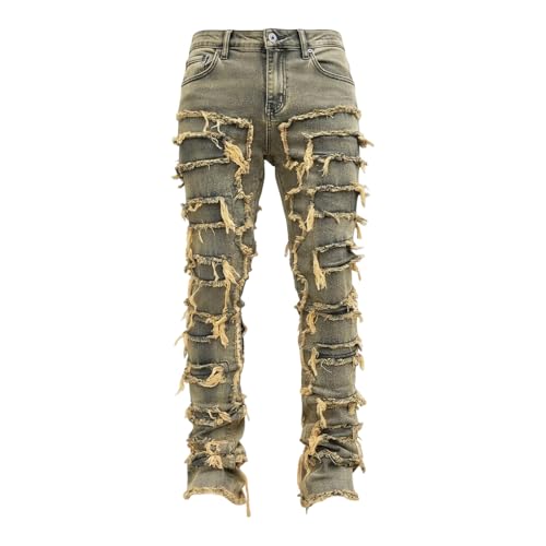 Jean déchiré homme coupe ajustée skinny denim Y2K Harajuku streetwear gothique pour style hip hop