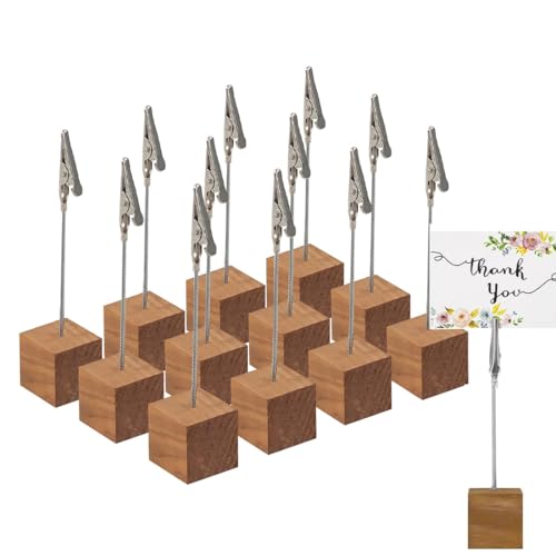 OIXEYA Portafotos Pinzas 12pcs, Foto Titular Memo Clip y Carpetas de Mensajes, Titulares con Cierre Clip Cocodrilo/Pino Base Portafotos, Adecuado para Decoración de Oficina/Boda/Fiesta/Hogar