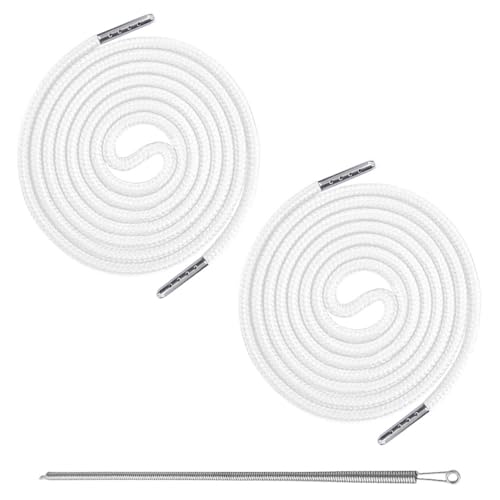 Azlanway Cordoncino per pantaloni da jogging, 2 pezzi, con coulisse bianca, 160 cm, con estremità in metallo e ago per pantaloni da jogging, pantaloni, felpe, giacche e borse
