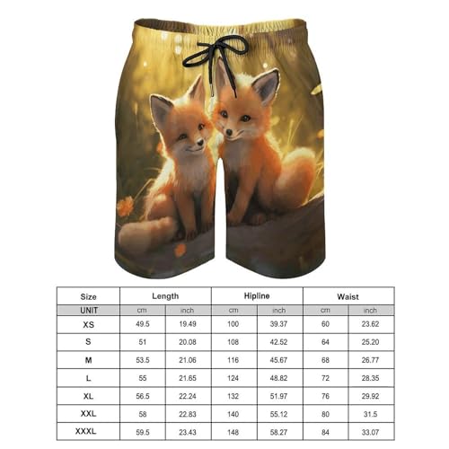 Men's Swim Trunks Quick Dry Board Shorts with Pockets Beach Shorts Cute Foxes Bathing Suits for Men2