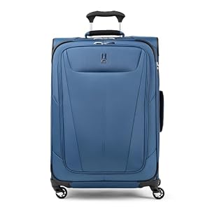 Travelpro Maxlite 5 Softside Expandable Luggage with 4 Spinner Wheels, Lightweight Suitcase, Men and Women, Ensign Blue, Checked-Medium 25-Inch