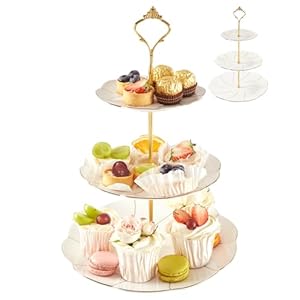 DUJUST Luxury Porcelain 3-Tier Cupc...