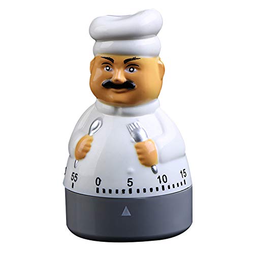 Koch-Timer, klein, Kunststoff, Funky White Chef Shape 60 Minuten Uhrwerk Funktion Küche Timer Free Size weiß Cover