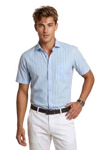 Image of Peter England Men Polycotton Striped Regular Fit Shirt