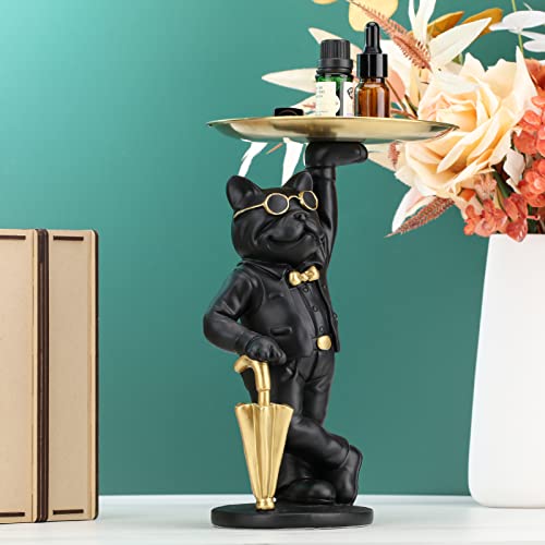 Lccck French Bulldog Statue Gentleman Dress Up,Dog Statue Key Holder Bowl,Animal Sculpture Table Decoration Multifunction Storage Tray Office Home Decor Statues For Home Décor Modern Unique Statues #TOP6