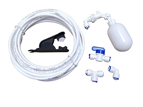 GREDIA 1/4 inch Quick Connect Water Purifiers Tube Fittings RO Reverse Osmosis System(Ball Valve+L+T Type)+ Water Float Ball Valve + PVC Pipe Hose Cutter + 5 Meters/16 Feet Tubing Pipe (White)