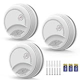 RenseCum 3 Detecteur de Fumée Norme EN14604 – Alarme Incendie 85 DB, Pile 9V Remplaçable Incluse, Avertissement Batterie Faible, sans Fausses Alertes, Fonction Test et Silence (3 pièces)