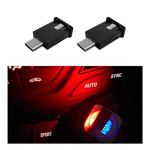 Sylvil 2 PCS USB Type C LED Ambient Light, 8 Colors RGB Dynamic Gradient Brightness Interior Atmosphere Lamp, Mini Adjustable Car Accessories Replace Lighting Parts for Home Laptop