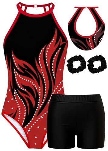 MOLLDAN Gymnastics Leotard for Girls Halter Neck Biketard