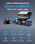 PRUVEEO Dash Cam, 4 Caméra de canal FHD 1080Px4, Avant, gauche, droite et arrière, avant et arrière intérieur, construit dans GPS WiFi, 256 GB Max, Gratuit 128GB Carte, D90-4CH