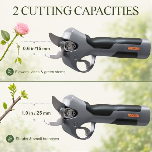 Image of Lightweight Electric Pruning Shears for Tired Hands, Cordless Pruner for Women, Seniors & Smaller Hands, 4200mAh Battery (Dark Grey)