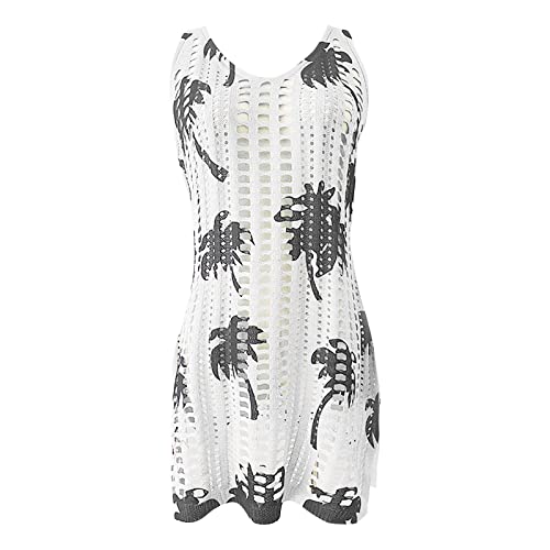 Saída de praia feminina com decote em V, saída de praia para férias, A-451 Branco, Large