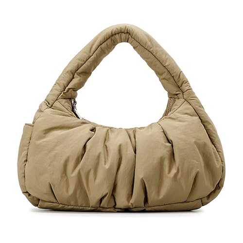 Image of NEWBELLA Women's Puffy Shoulder Bag Soft Nylon Lightweight Ruched Crescent Purse with Multiple Pockets for Travel Work