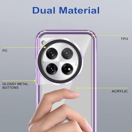 Image of NDCOM for OnePlus 12 Cover, Premium OnePlus 12 Case, Durable One Plus 12 Cover, Protective Back Cover for OnePlus 12 Purple Crystal Clear Back Case