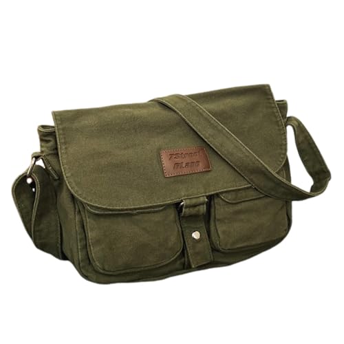 Vhitler Bolsa Mensageiro - Transversal De Lona, Estilo Grunge Y2K (Verde, Tamanho Único)