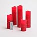 Set of 5 Slim Distressed Red Wax Flameless Pillar Candles with Remote- Batteries Included
