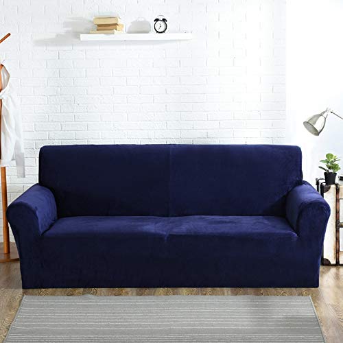 Housse de canapé velours bleu marine pour un salon chaleureux 4p