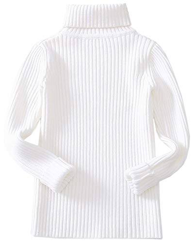 Betusline Girls' Turtleneck Ribbed Knit Sweater