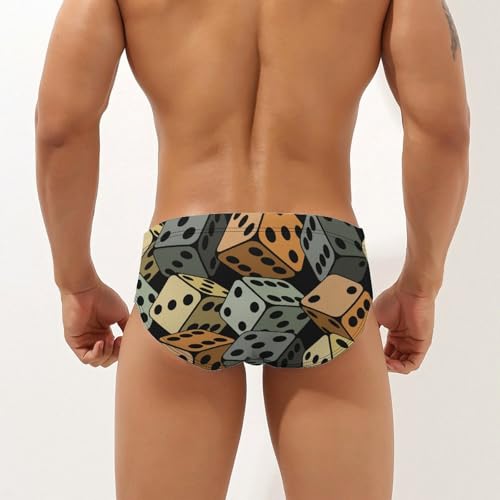 Funny Dices Mens Swim Briefs Quick Dry Swimming Trunks Training Swimsuit Low Rise Swimwear2