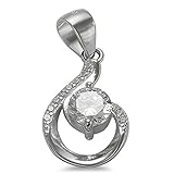 Anhänger länge:20mm 925 Silber Zirkonia Anhänger inkl. 925 Silber Venezianerkette 40 45 50cm #1569 (50)