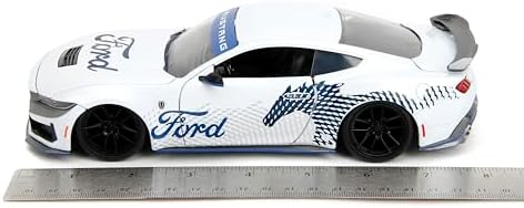Jada Big Time Muscle 1:24 2024 Ford Mustang GT Dark Horse Die-Cast Car, Toys for Kids and Adults(White with Blue Horse Deco)