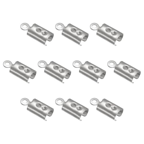 Extrémités de cordon pliables 3mm terminateurs ruban cuir ton argenté x100 - 2