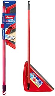Vileda 157590 DuActiva Anti Dust Broom Plus Long Handle Dustpan,Red,8 x 28.5 x 80 cm