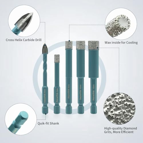 Set de brocas de diamante seco JeeynoTols 6/8/10/12 mm miniatura 4